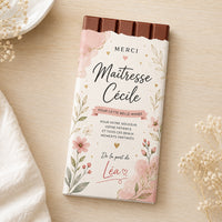 Tablette de chocolat personnalisée cadeau maîtresse fin d'année