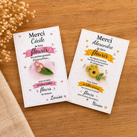 Carte pin's fleur personnalisée cadeau maîtresse fin d'année scolaire