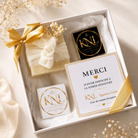 Mini coffret remerciement personnalisé chocolats savon carte mariage événement